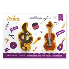 Picture of TREBLE CLEF AND VIOLIN MUSIC PLASTIC COOKIE CUTTERS SET OF 2